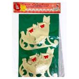 NOS sled window Christmas decor in org package