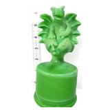 Fenton chameleon green slag dragon on font