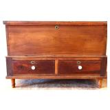 Primitive wood box with 2 drawers see photos