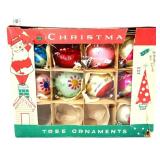 Lot of 9 vintage christmas ornaments in box