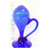 Cobalt blown glass courting lamp w/ handle