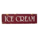 Vntg masonite dbl side 18x5 Ice Cream sign