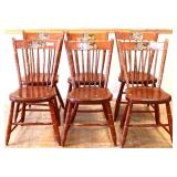 Set of 6 vntg painted spindle back chairs