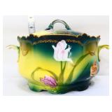 Vntg Bavarian biscuit jar with tulips
