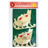 NOS sled window Christmas decor in org package