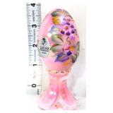 Fenton rosalene iridescent egg w/ flowers