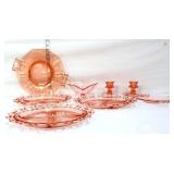 Estate lot of pink depression glass items