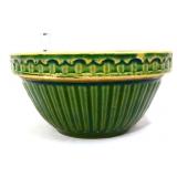 Vintage green stoneware mixing bowl