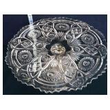 Vntg IG clear glass 5in tall cake stand