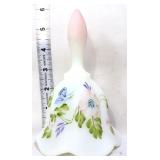 Fenton rosalene satin signed bell w/ flowers