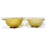 Lot of 2 vntg yellow glass mixing bowls