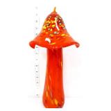 Art glass 14in confetti orange mushroom