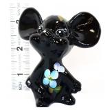 Fenton black mouse with flowers