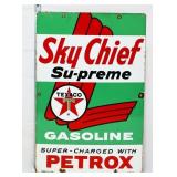 Vntg porcelain 12x18 Sky Chief Petrox pump plate