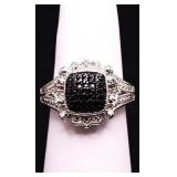 Genuine black diamond ring