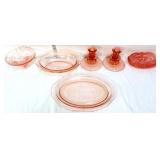 Lot of 6pcs of pink depression glass