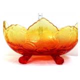 Vntg amberina flash footed banana bowl