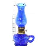 Cobalt glass mini finger oil lamp