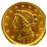 1905 liberty head $2.5 gold coin