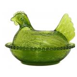 Vintage avocado green hen on nest