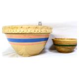 Lot of 2 vintage stoneware mixing bowls as is