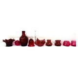Lot of 9pcs cranberry glass