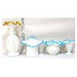 Mixed estate lot of 4 pcs of Fenton crest glass