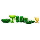 Mixed estate lot of  gren/yellow glass
