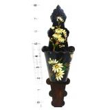 Vntg wood match safe with flowers