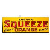 Vntg metal 19.5x6.75 Squeeze Orange sign