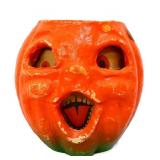 Vntg paper mache jack o lantern w/ face inside