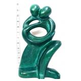 Vntg 12in green abstract embracing couple figure