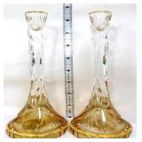 Pair 8in glass candlesticks