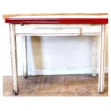 1950s red/white porcelain top table see pics