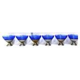 Vintage set of 6 blue royal lace sherbets