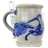 Rowe Pottery Works cobalt decorated pitcher