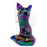 Fenton 5in blue carnival sitting fox figure