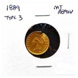 1889 $1 gold coin