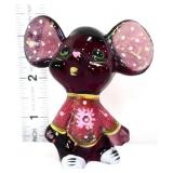Fenton amethyst mouse with snowflakes