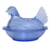Vintage cornflower blue hen on nest