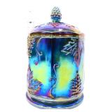 Vintage blue carnival tobacco jar