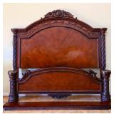 Modern king size bed with wood rails
