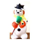 Vtg 31in snowman w broom blow mold see pic NO SHIP