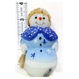 Fenton white satin 4in winter sky female snowman