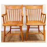 Pair vintage wood armchairs