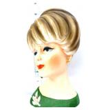 Vntg Napco 8in lady head vase in green see photos