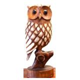 Carved wood 30in tall owl