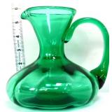 Vntg emerald green glass 6in pitcher