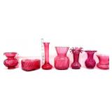 Lot of 7 pcs of cranberry glass