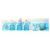 Lot of 8 vintage blue Fenton glass items